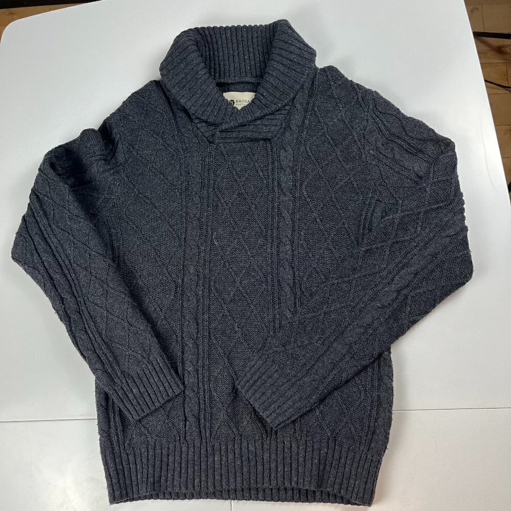 Haggard Clothing cable knit sweater long sleeve fisherman dark gray size s